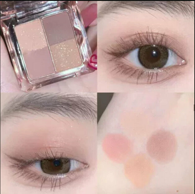 Hot Recommended Daily Student Party Matte Pearlescent 4-Color Eyeshadow Palette-#2 Little Milk Tea