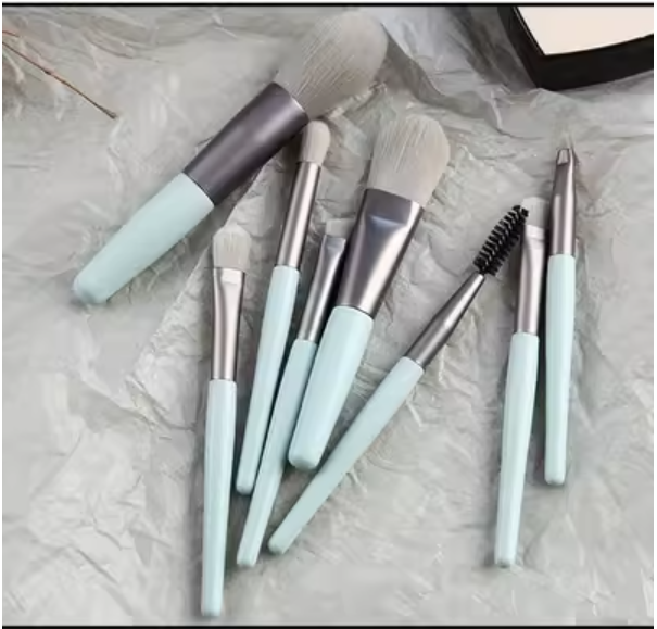 Hotly recommended makeup brush set (original blue 8 pieces + simple packaging + label)