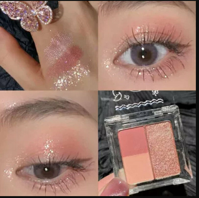 Hotly recommended daily student party matte pearlescent 4-color eyeshadow palette-#5 Little Strawberry