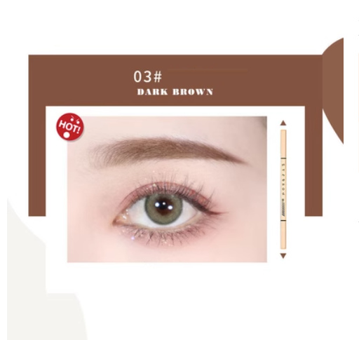 Hotly recommended eyebrow pencil, small gold bar, waterproof, sweat-proof, long-lasting, non-removing makeup, double-ended brush (3#) (dark brown)