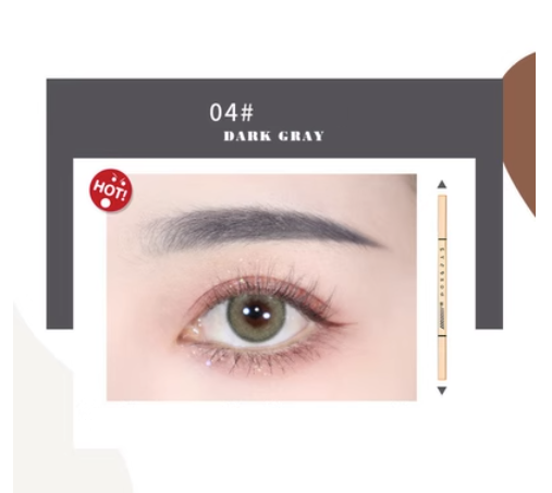 Hotly recommended eyebrow pencil, small gold bar, waterproof, sweat-proof, long-lasting, non-removing makeup, double-ended brush (4#) (gray black)
