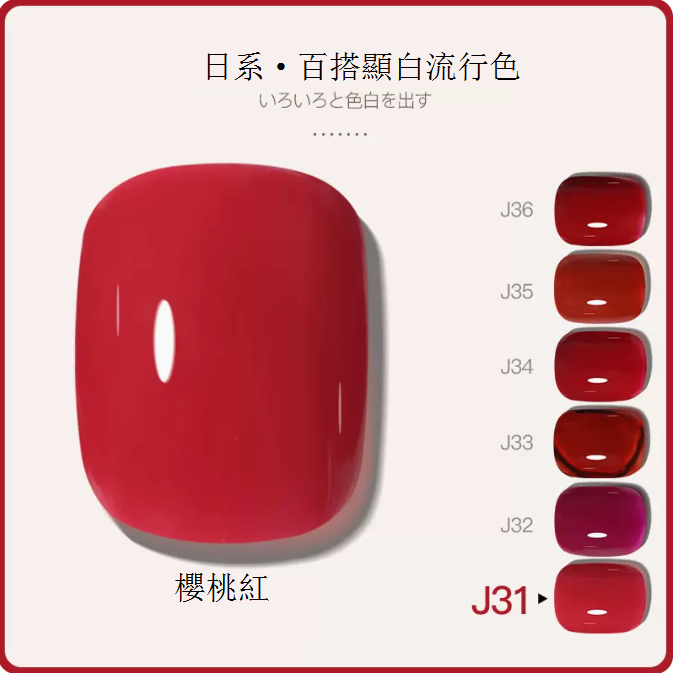 Hot Recommended [Bottled 5ml] Translucent Functional Nail Polish Gel [J31-Cherry Red]