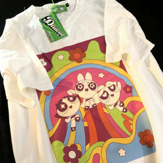 Hot selling cartoon couple cotton and linen short-sleeved T-shirt [white] [S-XL size] (please contact customer service to confirm the delivery size after placing the order)