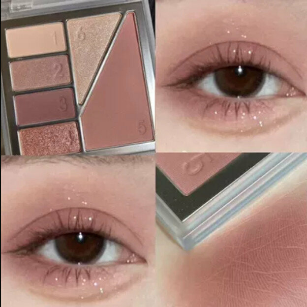 Hotly Recommended Natural Earth Color Pearlescent Matte 6-Color Eyeshadow Palette-#1 Gentle Bean Paste