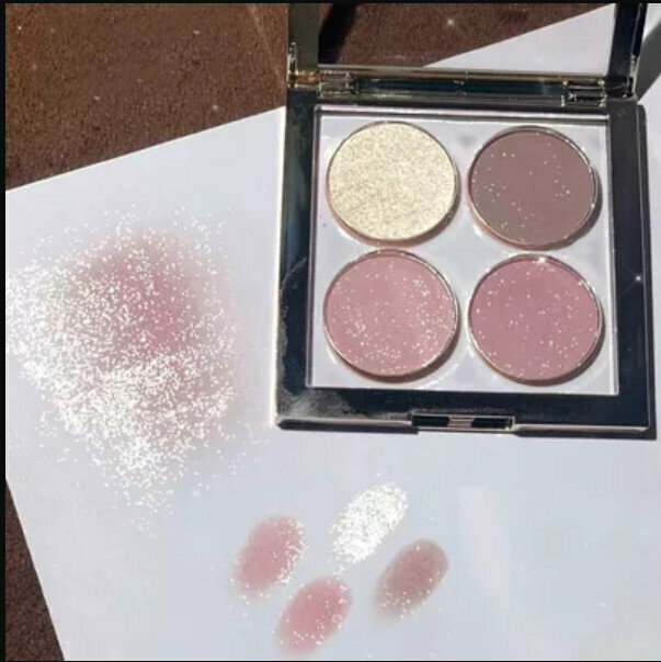 Hotly Recommended Clear Earth Color Pearlescent Matte 4-Color Eyeshadow Palette - Purple Taro Gray Powder