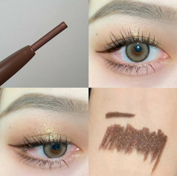 Hotly recommended ultra-fine waterproof eyeliner gel pen-05# dark brown️❤with fine glitter-suitable for novices and beginners