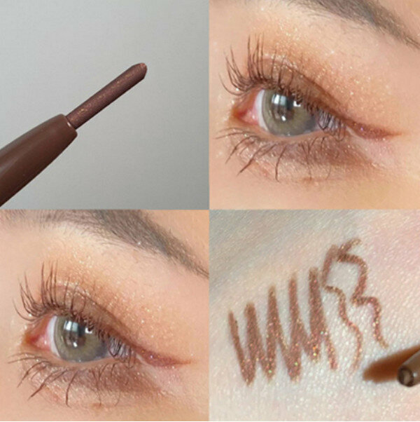 Hot recommended ultra-fine waterproof eyeliner gel pen-06# natural brown️❤with fine glitter-suitable for novices and beginners
