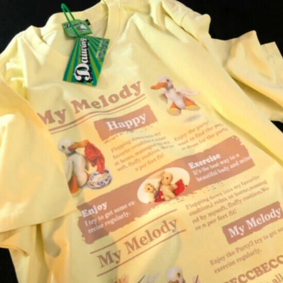 Hot selling cartoon half-sleeved cotton and linen short-sleeved T-shirt [yellow] [S-XL size] (please contact customer service to confirm the delivery size after placing the order)