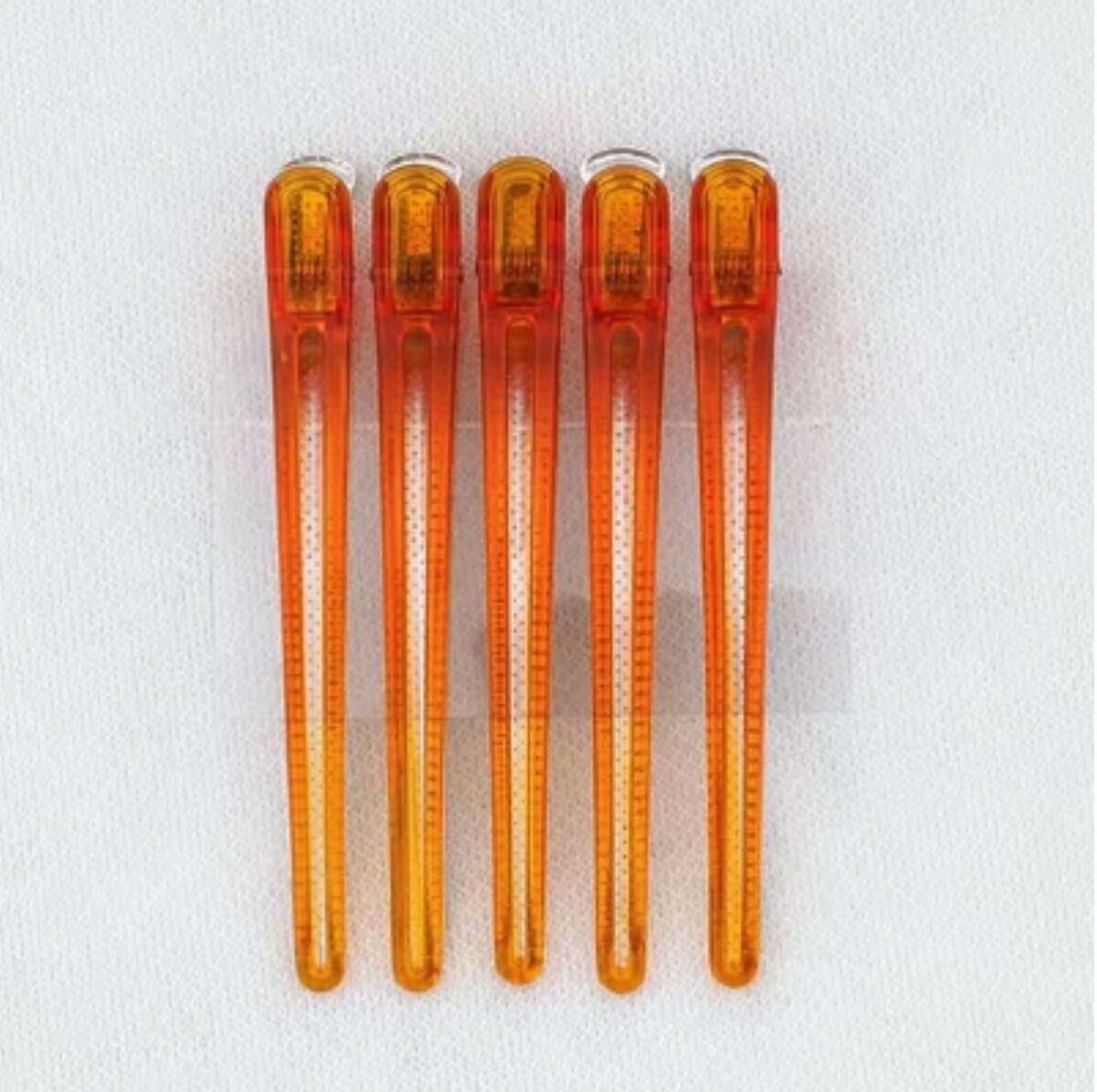 Hot style [10 pieces] professional hairdressing imitation crystal seamless clip duckbill clip (orange)