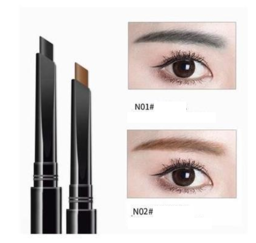 New 2 eyebrow pencils, long-lasting, waterproof and non-fading natural eyebrows (1#+2#) (black + light brown)