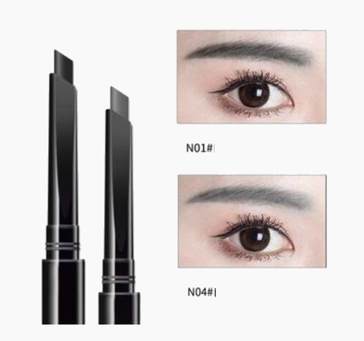New 2 eyebrow pencils, long-lasting, waterproof and non-fading natural eyebrows (1#+4#) (black+grey)