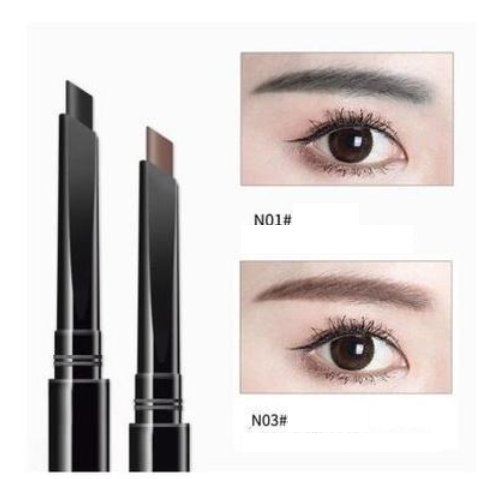 New 2 eyebrow pencils, long-lasting, waterproof and non-fading natural eyebrows (1#+3#) (black+medium)