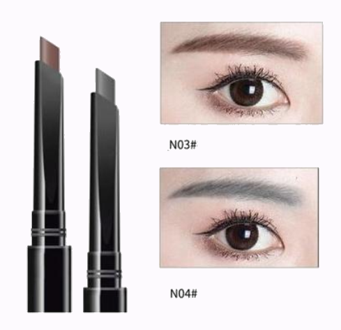 New 2 eyebrow pencils, long-lasting, waterproof and non-fading natural eyebrows (3#+4#) (medium + gray)
