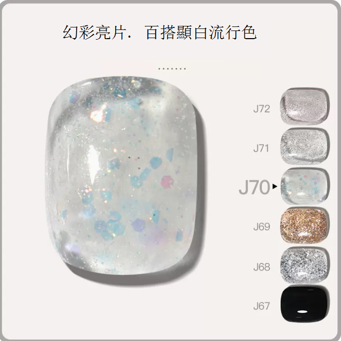 New [Bottled 5ml] Translucent Functional Nail Polish Gel [J70-Colorful Sequins]