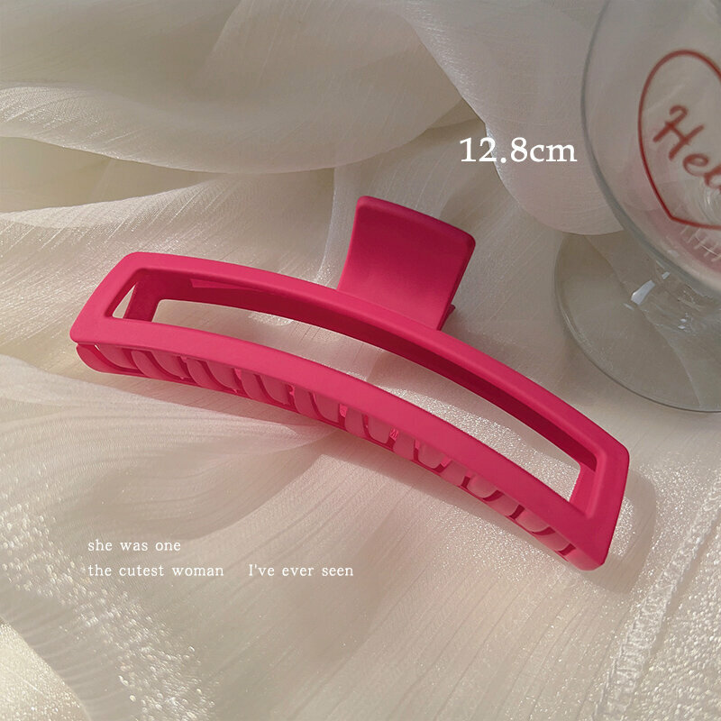 New high-end hair clip (rose red flat rectangular style)