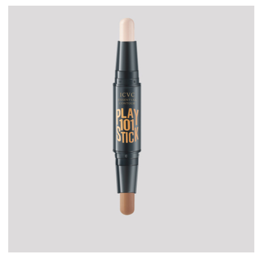New high-gloss contour stick double-ended shadow three-in-one combination (2#) (ivory white + light brown)