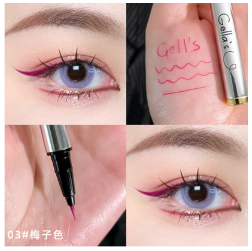 New waterproof liquid eyeliner pen, non-smudged, ultra-fine lower lash eyeliner (3#) (plum color)