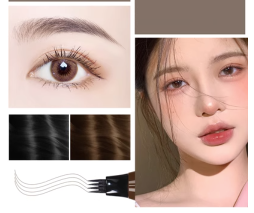 Hot selling 2 four-pronged eyebrow pencils, long-lasting, waterproof, sweat-proof, non-fading, non-fading, thin head (1#) (light brown)