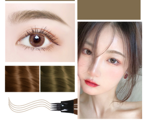 Hot selling 2 four-pronged eyebrow pencils, long-lasting, waterproof, sweat-proof, non-fading, non-fading, thin head (2#) (dark brown)