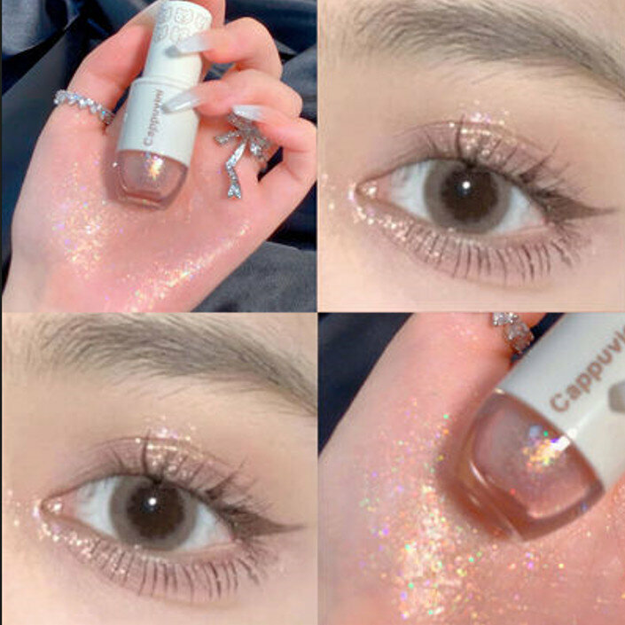 Hot selling waterproof and non-removable single color liquid eyeshadow-#02 peach pink gold