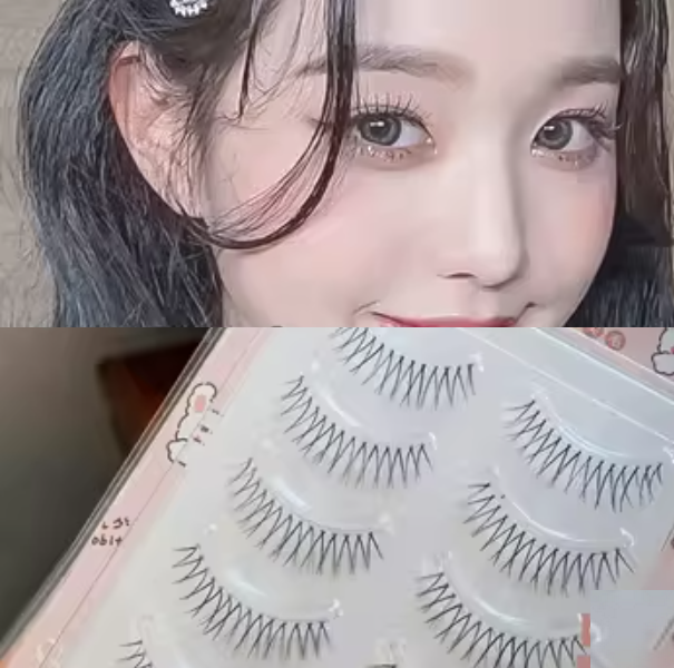 Hot selling one piece artificial false eyelashes (V-shaped false A721+small glue+tweezers)