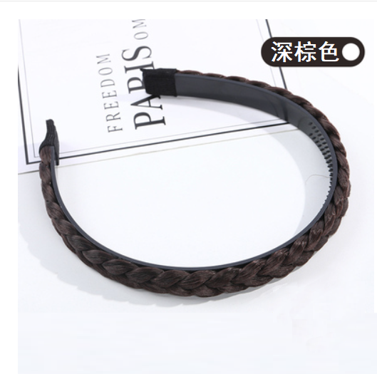 熱賣魚骨辮假髮髮箍 頭箍（深棕色，均碼）