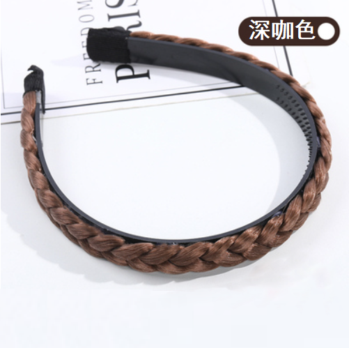 熱賣魚骨辮假髮髮箍 頭箍（深咖色，均碼）