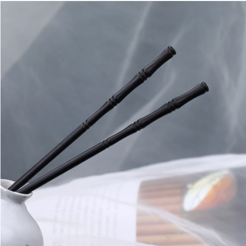 熱賣(2只裝）簡約竹節髮簪（黑色）