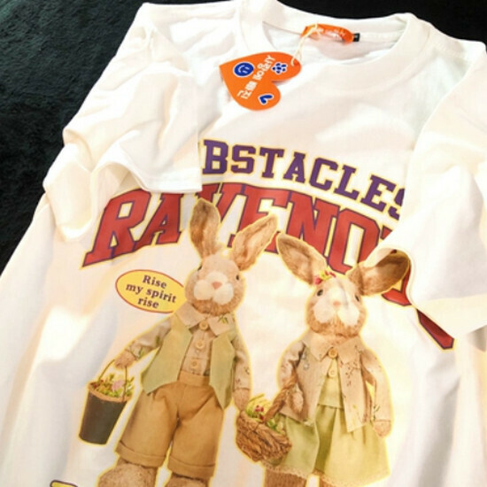 Hot selling Tutu retro couple short-sleeved T-shirt [White] [S-XL size] (please contact customer service to confirm the delivery size after placing the order)