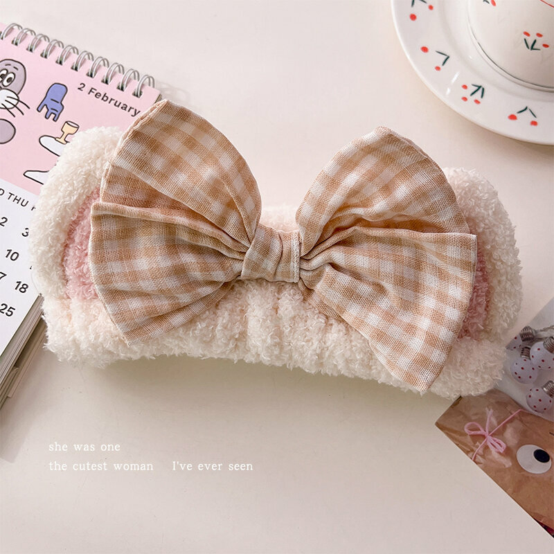 New cute plush face wash headband (cat ears-white)