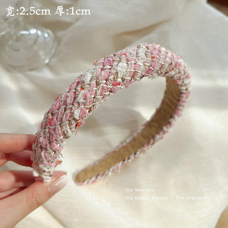 New fashion headband headband headband (pink and white twill)