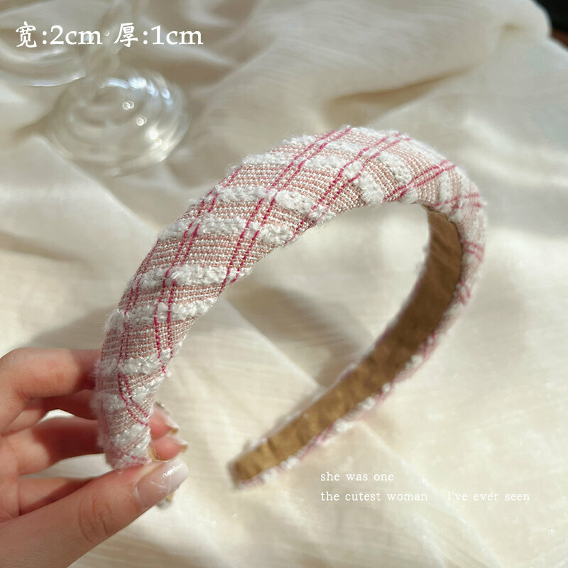 New fashion headband headband headband (pink red plaid)