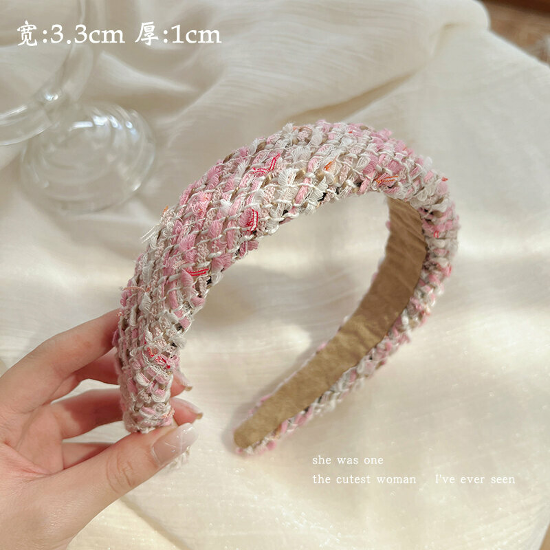 New fashionable headbands and headbands (pink and white twill - widened)