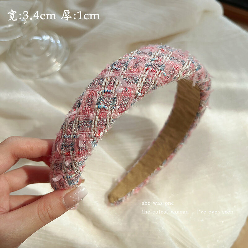 New fashion headband headband headband (pink blue plaid - widened)