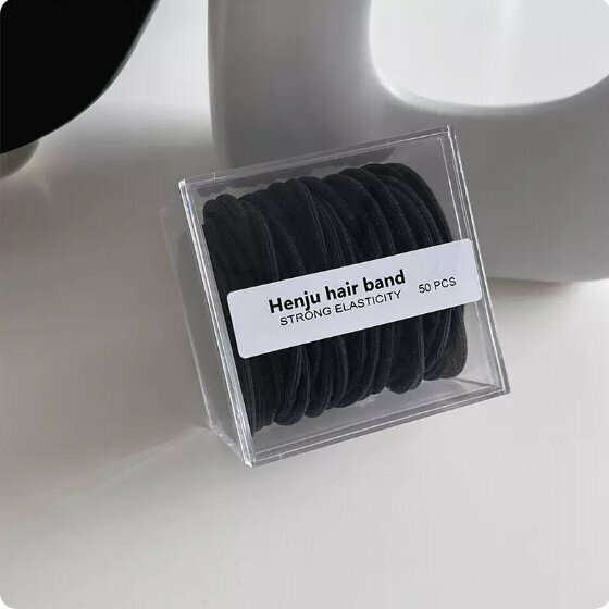 Hot push high elastic hair band, rubber band, hair rope and headband (black basic model 50 pieces)