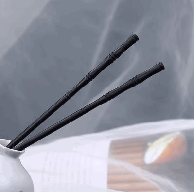 熱推（2只裝）檀木簡約竹節髮簪（黑色）