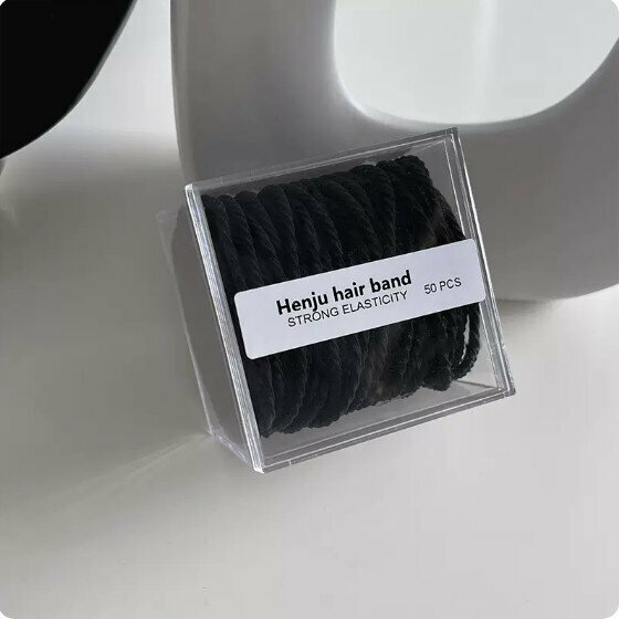 Hot push high elastic hair band, rubber band, hair rope and headband (50 black threads)