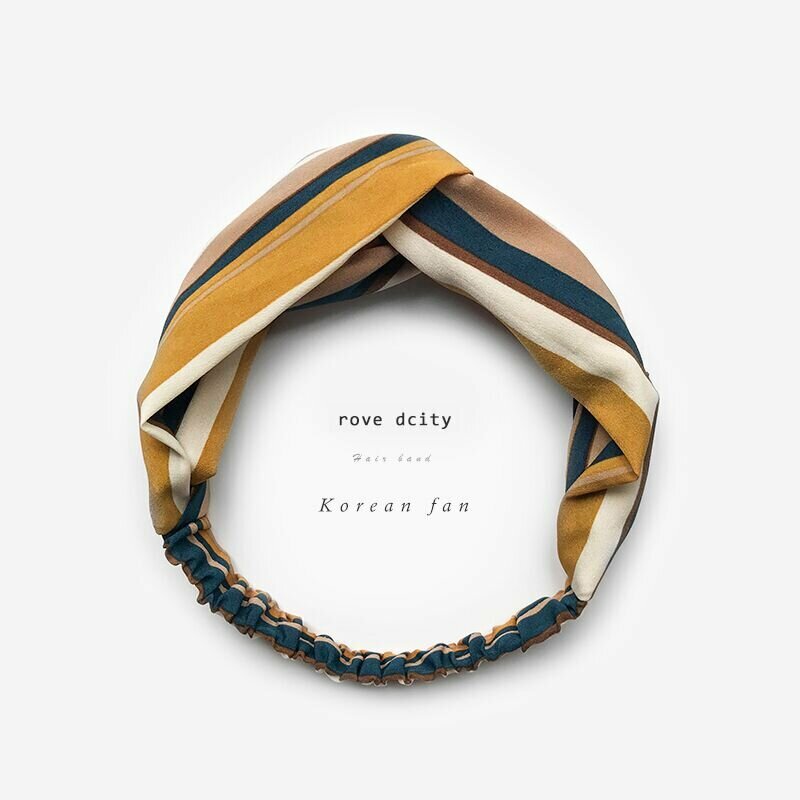 Hotly recommended fashionable headbands and headbands (stripes + coffee dark green)