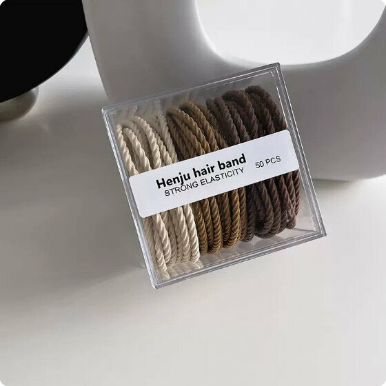 Hot push high elastic hair band, rubber band, hair rope and headband (50 brown threads)