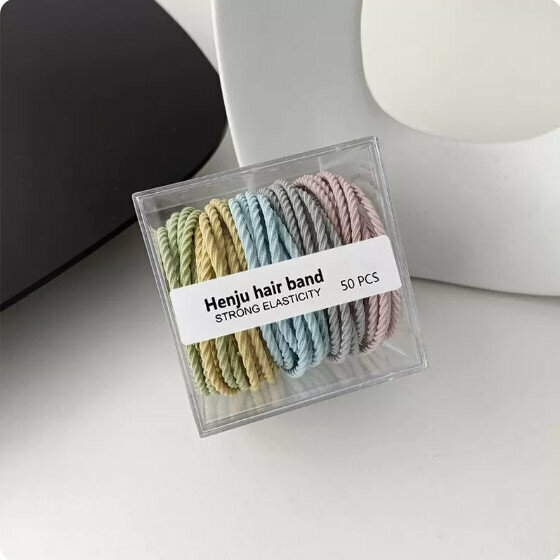 Hot push high elastic hair band, rubber band, hair rope and headband (50 pieces of macaron color thread)