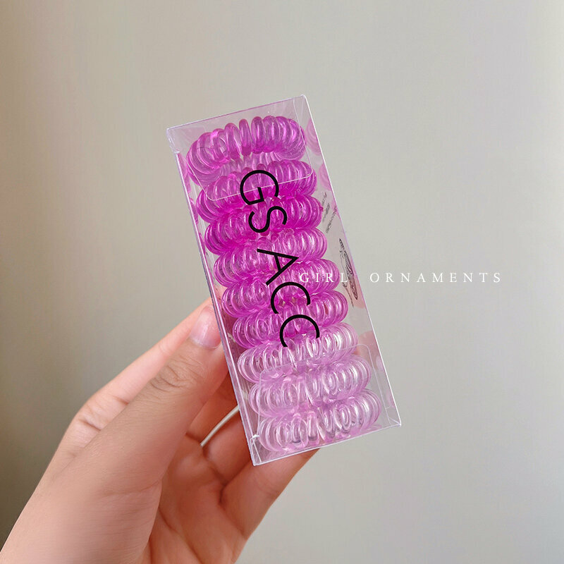 熱推高彈力髮圈 橡筋 髮繩頭繩 (紫色系-9根盒裝）