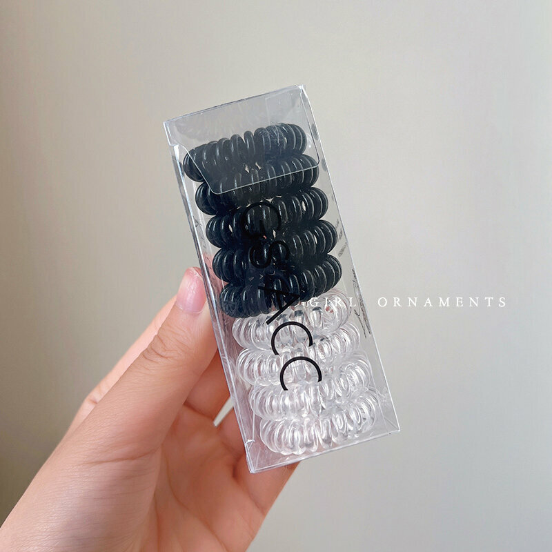 熱推高彈力髮圈 橡筋 髮繩頭繩 (黑白雙拼-9根盒裝）