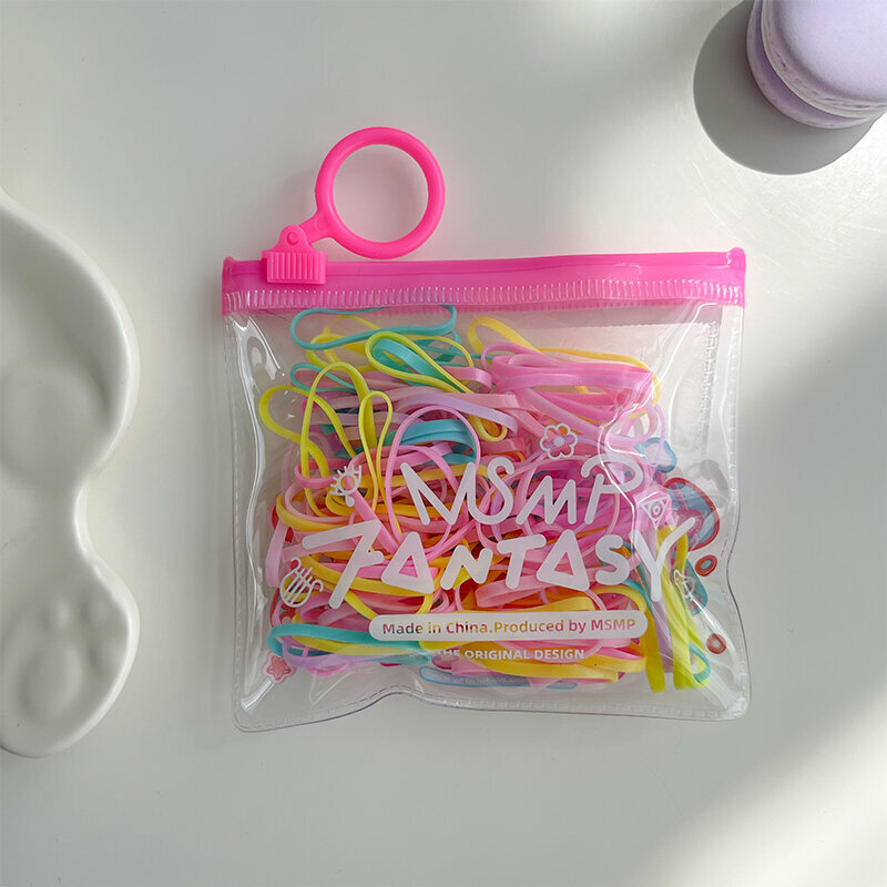 Hot push high elastic small hair band rubber band rubber band (about 100 in pink color)