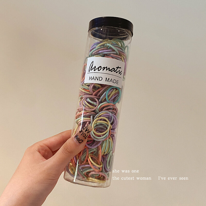 Hot push high-elastic small hair ties rubber bands rubber bands (simple style macaron series 400 pieces)