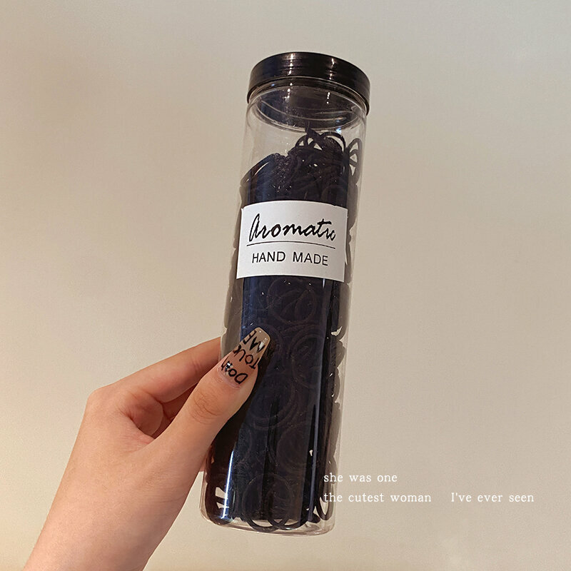 Hot push high elastic small hair band rubber band rubber band (simple black style 400 pieces)