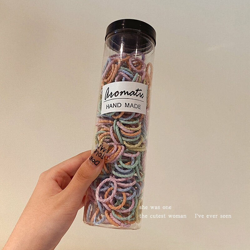 Hot push high elastic small hair band rubber band rubber band (threaded macaron series 300 pieces)