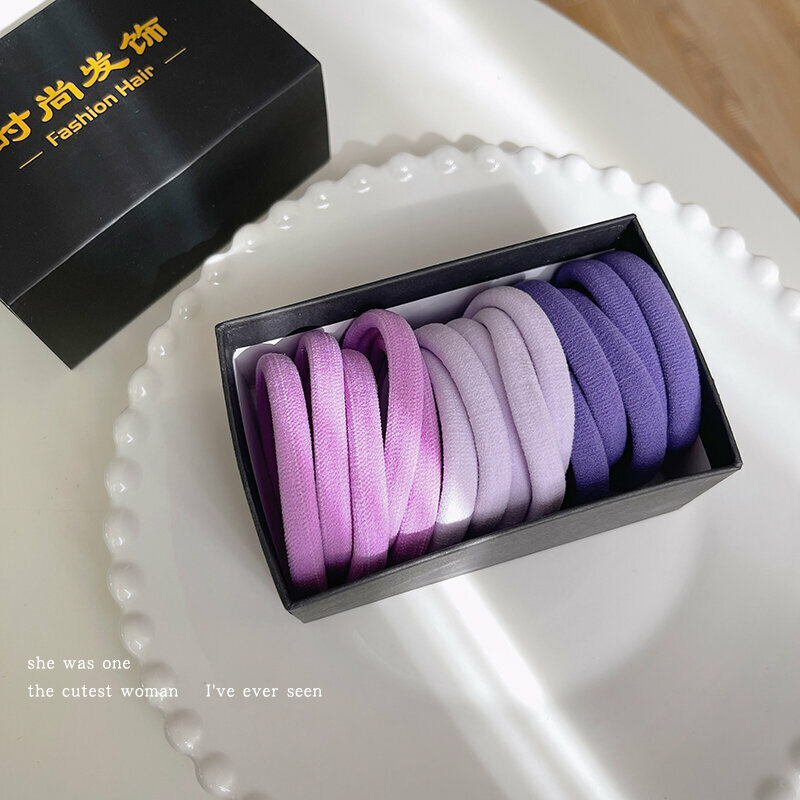 Hot push high elastic hair band, rubber band, hair rope and headband (purple series, 15 pieces)