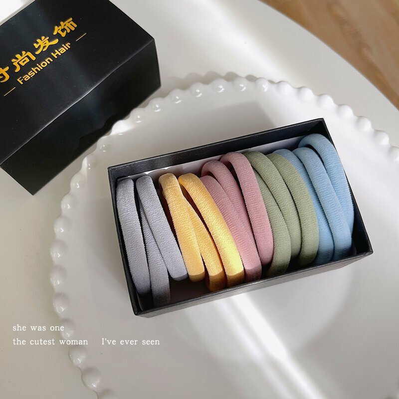 Hot push high elastic hair band elastic hair rope headband (Morandi color 15 pieces)