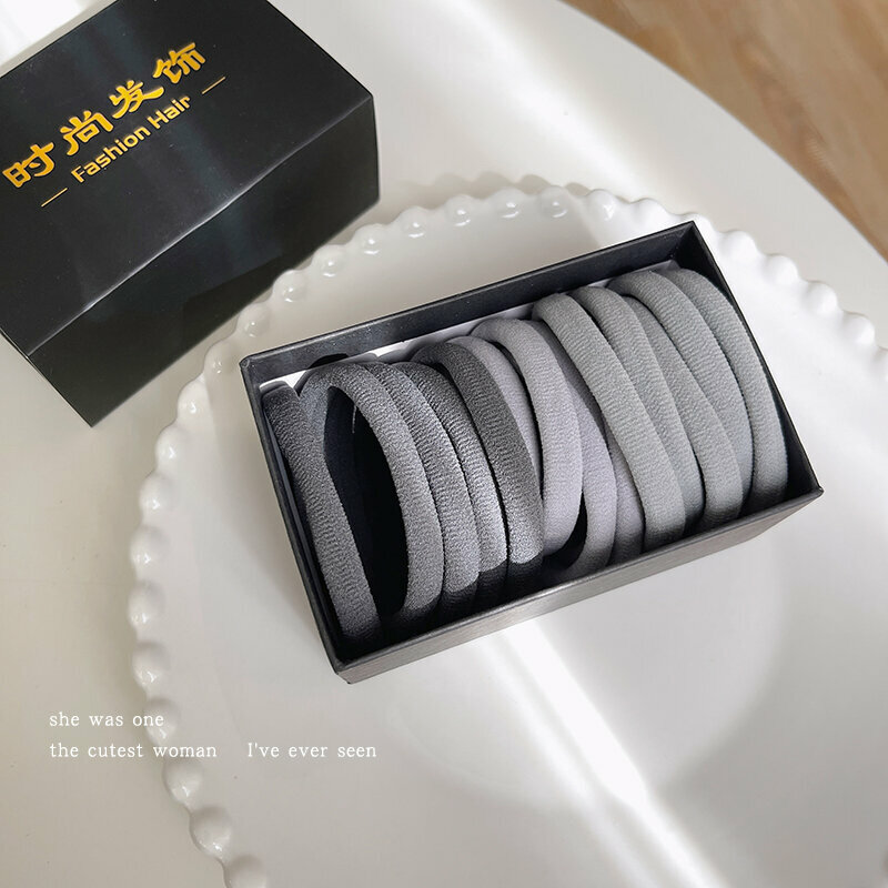 Hot push high elastic hair band, elastic hair rope and headband (15 pieces in gray color)