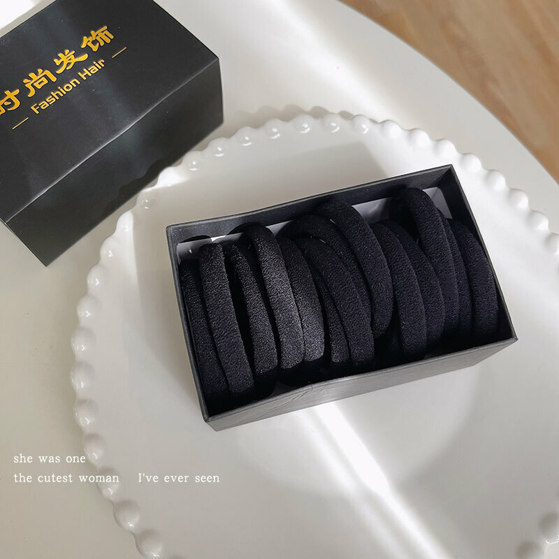 Hot push high elastic hair band, rubber band, hair rope and headband (15 pieces in black series)